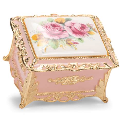 metal music jewelry box with roses|Jewelry Box Metal Music Box .